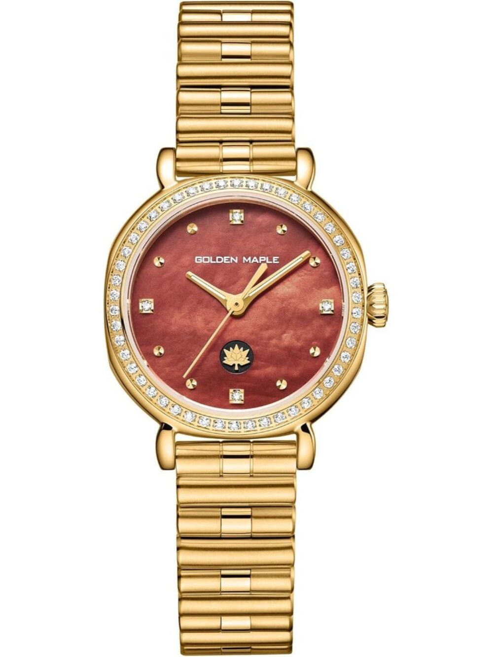 Women's Brown Diamond Bezel Mother-of-pearl Dial Adjustable Bracelets Wristwatch